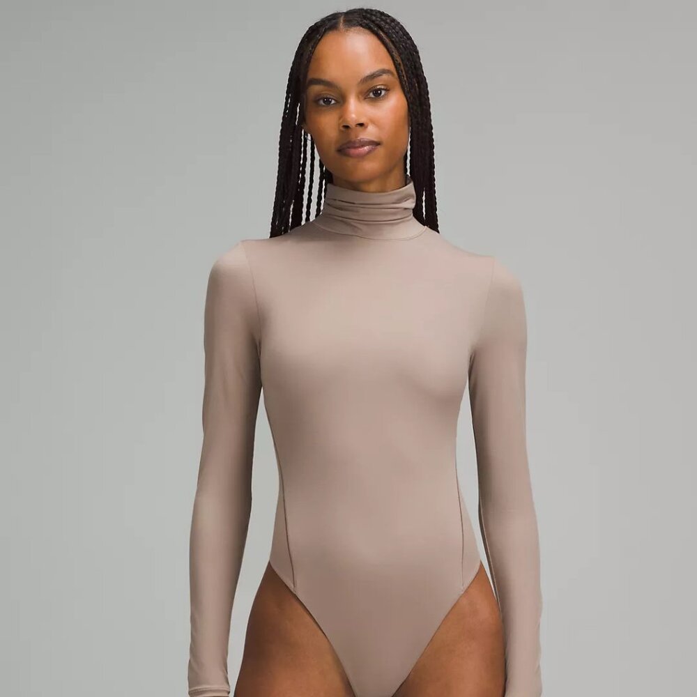 Lululemon Taupetastic Wundermost Ultra-Soft Nulu Turtleneck Bodysuit Small